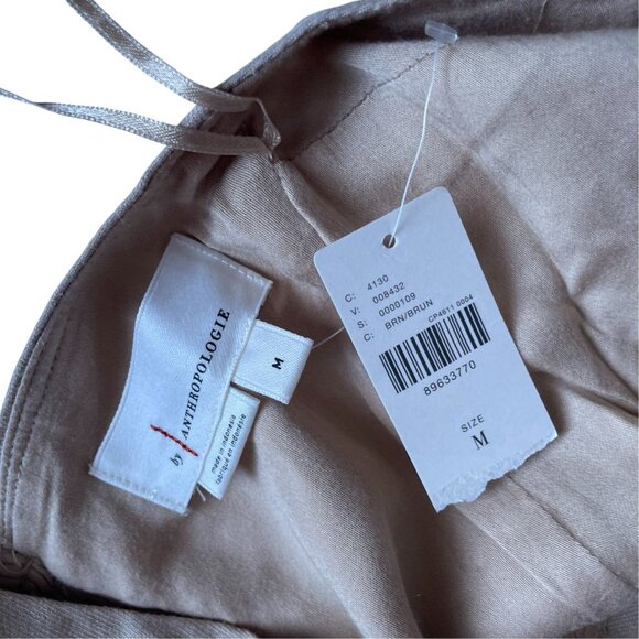 Linen Halter V-Neck Tan Dress SZ M NWT Anthropologie - Picture 5 of 13